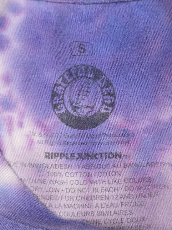 Grateful Dead Tie-Dye Purple Dancing Bear T-Shirt Ripple Junction Small - Picture 2 of 4
